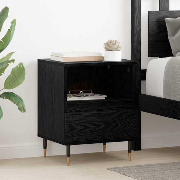 vidaXL Cabinet de chevet Ch&ecirc;ne noir 40 x 35 x 50 cm Bois d'ing&eacute;nierie