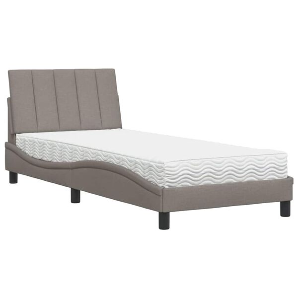 vidaXL Lit avec matelas Hanko taupe 90x200 cm tissu