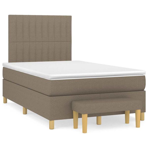 vidaXL Sommier &agrave; lattes de lit avec matelas taupe 120x190 cm tissu