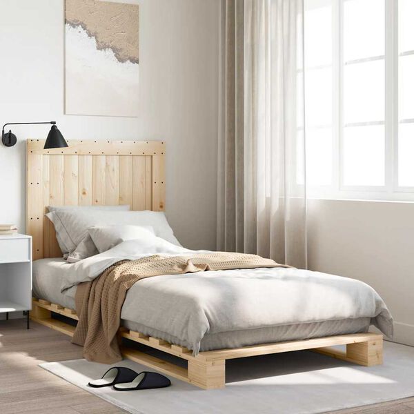 vidaXL Cadre de lit sans matelas avec t&ecirc;te de lit 90x200cm bois massif