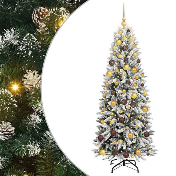 vidaXL Sapin de No&euml;l artificiel avec 300 LED avec support Blanc 180 cm