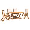 vidaXL Ensemble &agrave; manger de jardin 5pcs bois d'acacia solide textil&egrave;ne