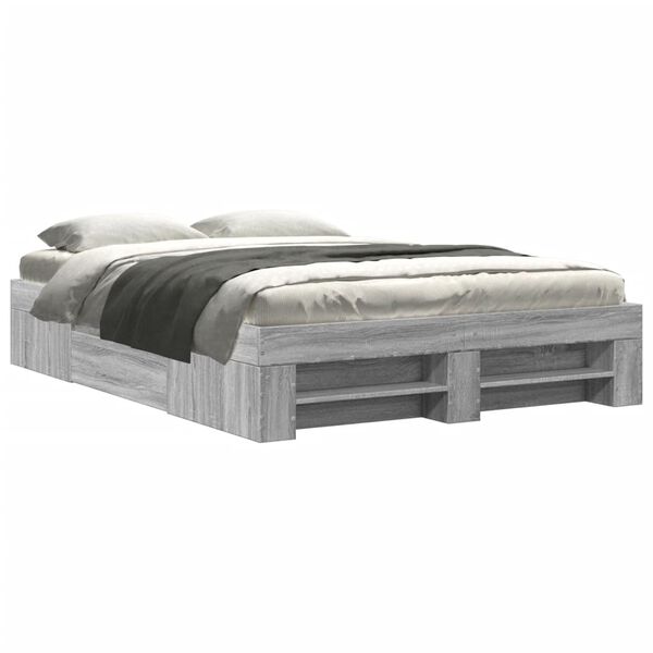 vidaXL Cadre de lit sans matelas sonoma gris 120x190 cm