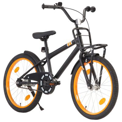 vidaXL Vélo d'enfant avec porte-bagages avant 20 pouces Noir et orange
