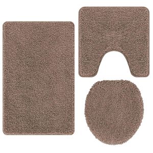 vidaXL Ensemble de tapis de bain antid&eacute;rapants 3 pcs Marron PP