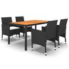 vidaXL Ensemble &agrave; manger de jardin 5 pcs R&eacute;sine tress&eacute;e Noir