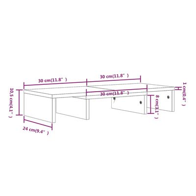 vidaXL Support de moniteur Noir 60x24x10,5 cm Bois de pin solide