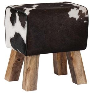 vidaXL banc 40 x 30 x 45 cm Cuir v&eacute;ritable Noir et Blanc