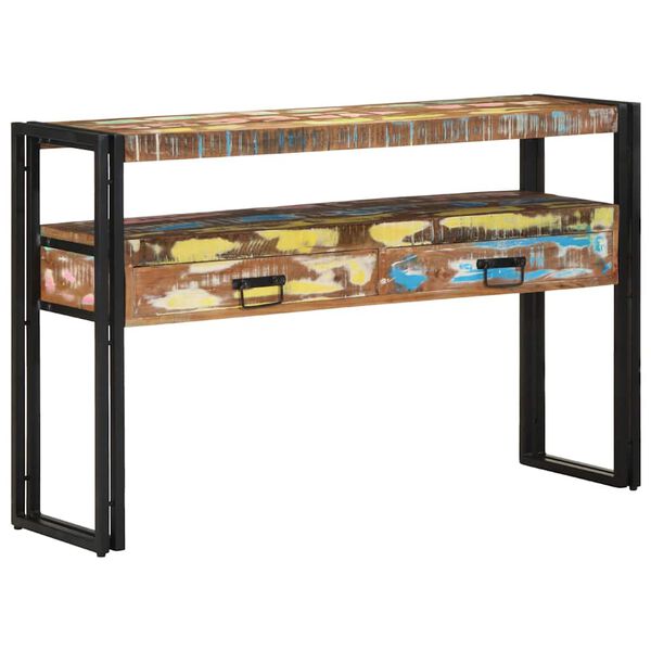 vidaXL Table console Multicolore 120 x 33 x 75 cm Bois Recycl&eacute; Solide
