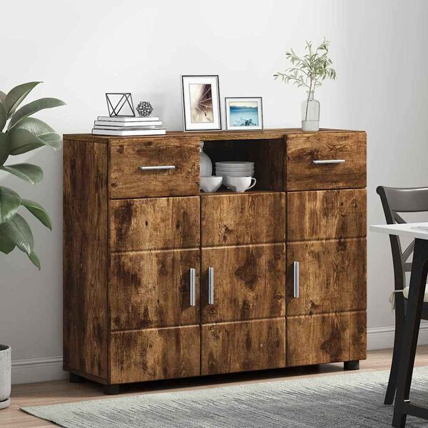 vidaXL Cabinet en Bois avec tiroir Ch&ecirc;ne fum&eacute; 88,5 x 30,5 x 73 cm