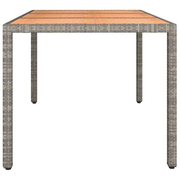 vidaXL Table de jardin et dessus en bois Gris R&eacute;sine tress&eacute;e et acacia