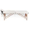 vidaXL Table de massage pliable Blanc cr&egrave;me 2 zones avec cadre en bois
