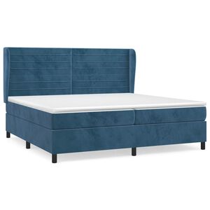 vidaXL Sommier &agrave; lattes de lit et matelas Bleu fonc&eacute; 200x200cm Velours
