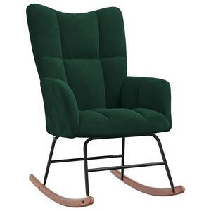 vidaXL Chaise &agrave; bascule Vert fonc&eacute; Velours