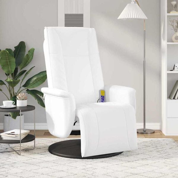vidaXL Fauteuil de massage pivotant Blanc 71 x 90 x 105 cm Simili cuir