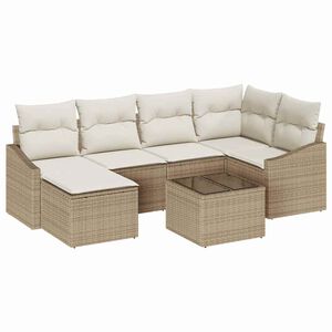 vidaXL Ensemble de Canap&eacute;s 7 pc Beige polyrotin