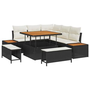 vidaXL Ensemble de canap&eacute; de jardin avec coussin 8 pcs Noir Poly rotin