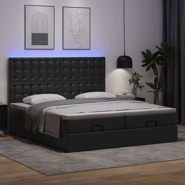VidaXL Cadre de lit ottoman avec matelas noir 200x200 cm similicuir