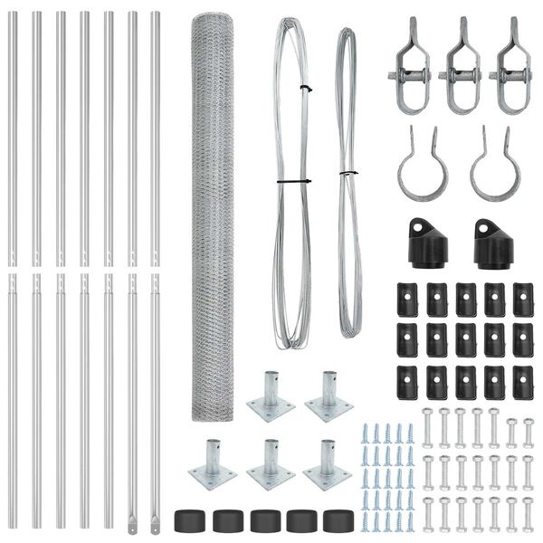 vidaXL Cl&ocirc;ture avec poteaux Argent 1.6 x 10 m Acier recouvert de PVC