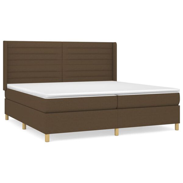 vidaXL Sommier &agrave; lattes de lit avec matelas Marron fonc&eacute; 200x200 cm