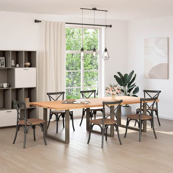 vidaXL Pieds de table &agrave; manger en U 3 pi&egrave;ces Acier naturel 100 x (72-73) cm Acier