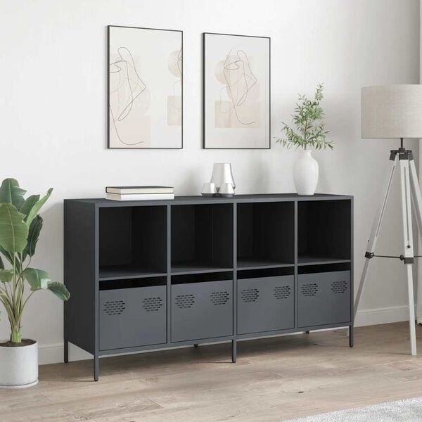 vidaXL Buffet anthracite 135x39x73,5 cm acier lamin&eacute; &agrave; froid