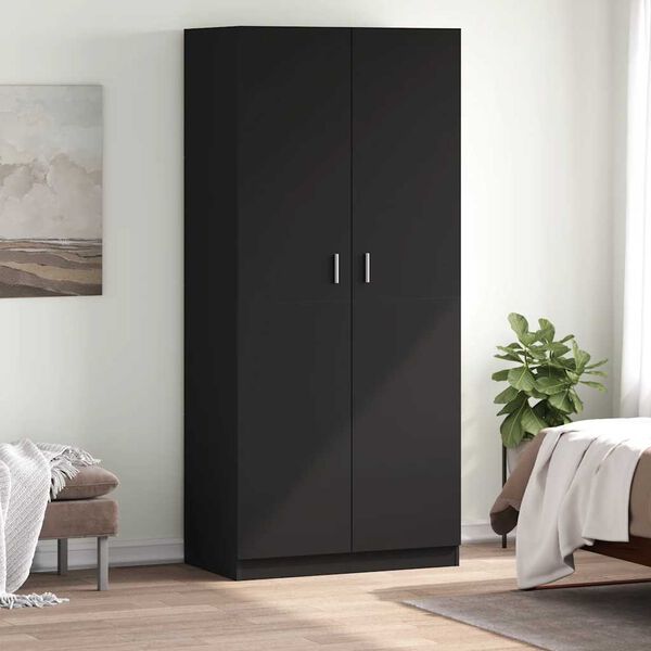 vidaXL Garde-robe Noir 90x52x200 cm Bois d&rsquo;ing&eacute;nierie