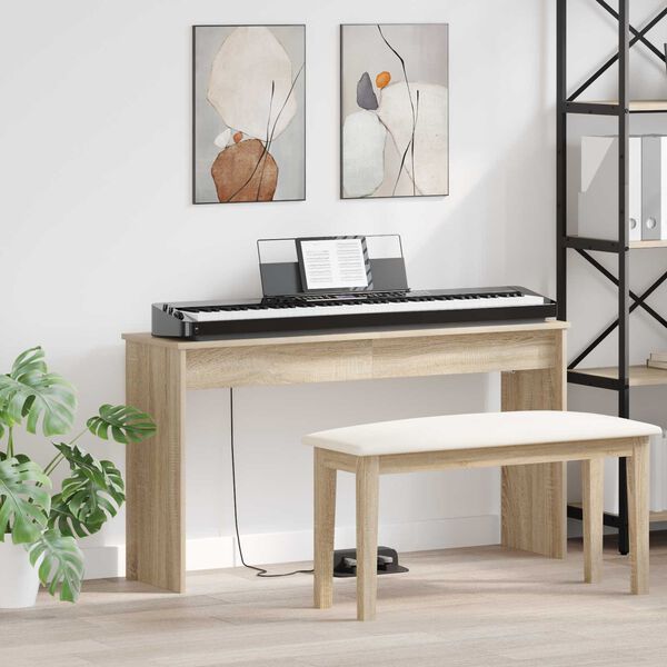 vidaXL Stand de clavier Ch&ecirc;ne Sonoma 120 x 32 x 64 cm