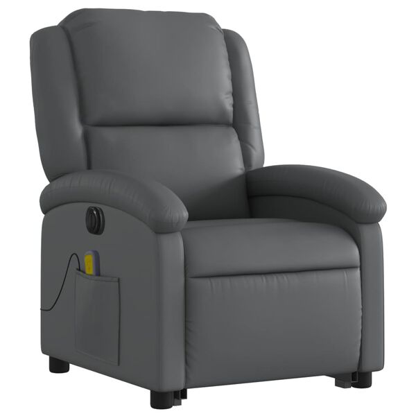 vidaXL Fauteuil inclinable de massage &eacute;lectrique gris similicuir