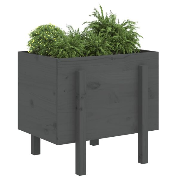 vidaXL Jardinière gris 62x50x57 cm bois massif de pin