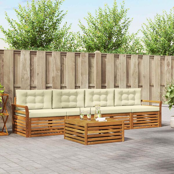 vidaXL Ensemble de canap&eacute;s d'ext&eacute;rieur 5 pcs Naturel et Cr&egrave;me