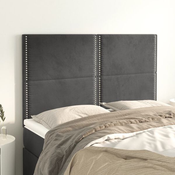 vidaXL T&ecirc;te de lit Gris fonc&eacute; 144 x 5 x 118/128 cm Velours