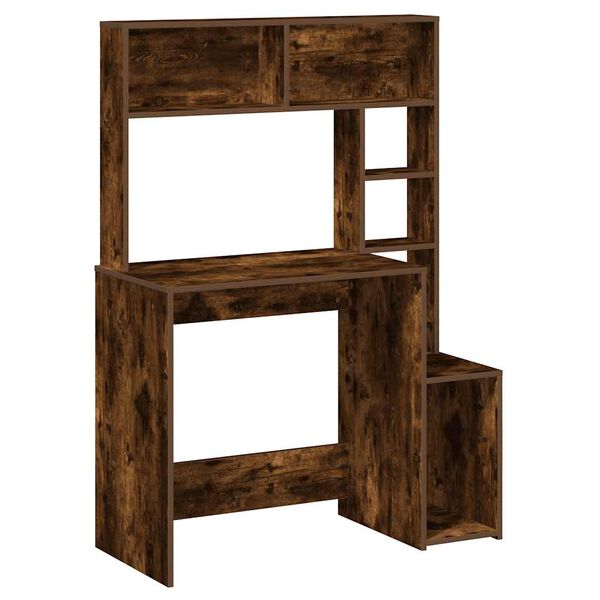 vidaXL Bureau avec &eacute;tag&egrave;res ch&ecirc;ne fum&eacute; 100x45x140 cm bois d'ing&eacute;nierie