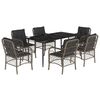 vidaXL Ensemble &agrave; manger de jardin et coussins 7 pcs gris rotin