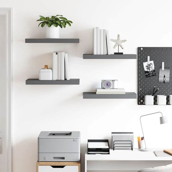 vidaXL Étagère murale flottante 4 pcs Gris brillant 50x23x3,8 cm MDF
