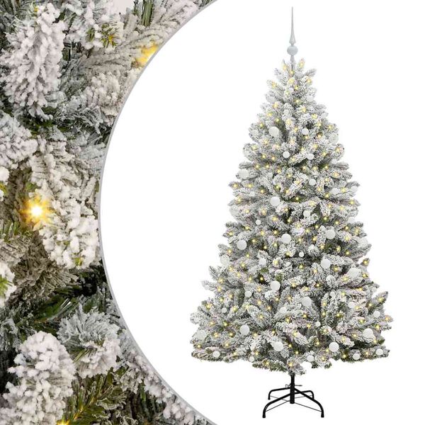 vidaXL Sapin de No&euml;l artificiel Vert et blanc 180 cm PVC et m&eacute;tal