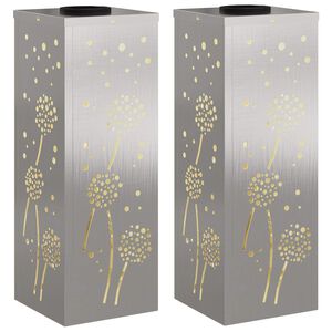 vidaXL Lumi&egrave;re de chemin LED solaire 2 pcs Rouill&eacute; Acier inoxydable