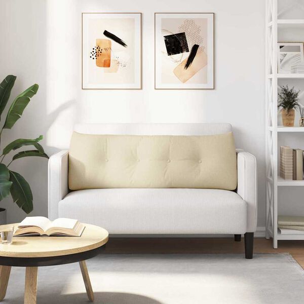 vidaXL Coussin de Dos Cr&egrave;me 140 x 24 x 50 cm tissu
