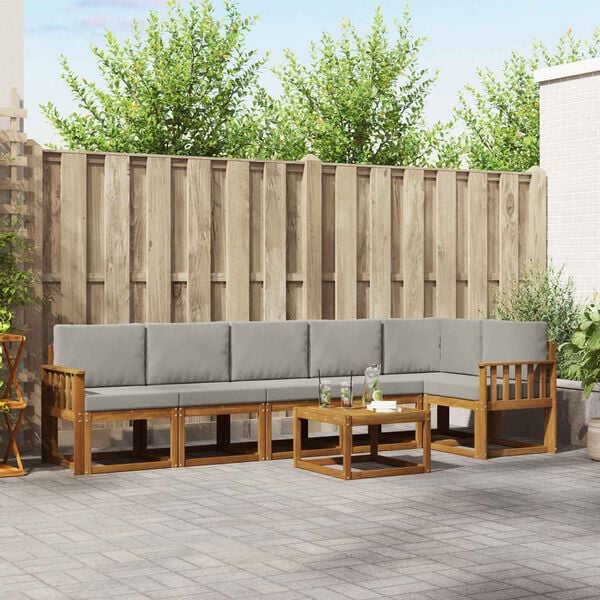 vidaXL Ensemble de canap&eacute;s d'ext&eacute;rieur 7 pcs Gris Naturel et Clair