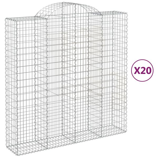 vidaXL Paniers &agrave; gabions arqu&eacute;s 20 pcs 200x50x200/220 cm Fer galvanis&eacute;