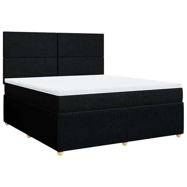 vidaXL Sommier &agrave; lattes de lit avec matelas Noir 180x200 cm Tissu