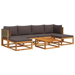 vidaXL Ensemble de canap&eacute;s de jardin 7 pi&egrave;ces avec coussins en bois d'acacia et rotin
