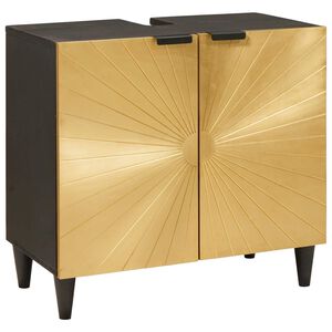 vidaXL Armoire d'&eacute;vier avec &eacute;tag&egrave;re Noir et or 62 x 33 x 58 cm
