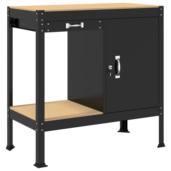 vidaXL Bancs de travail Noir 90 x 49 x 91 cm Bois d'ing&eacute;nierie