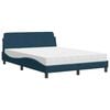 vidaXL Lit avec matelas Dover bleu 140x200 cm velours
