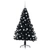 vidaXL Sapin de No&euml;l artificiel pr&eacute;-&eacute;clair&eacute; Noir 150 cm PVC