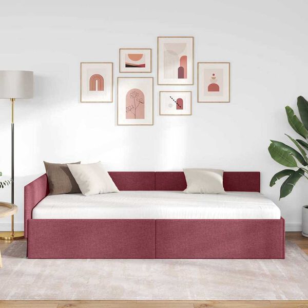 vidaXL Cadre de lit d'angle Bordeaux 80 cm x 200 cm Velours