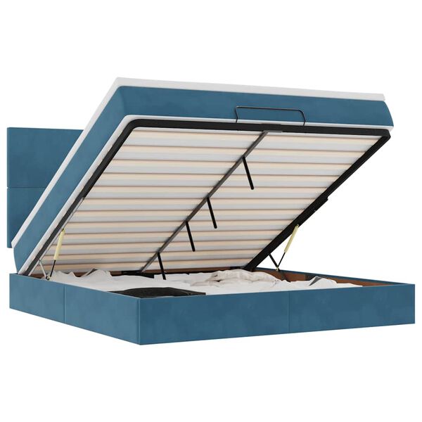 VidaXL Cadre de lit ottoman avec matelas bleu fonc&eacute; 160x200 cm velours