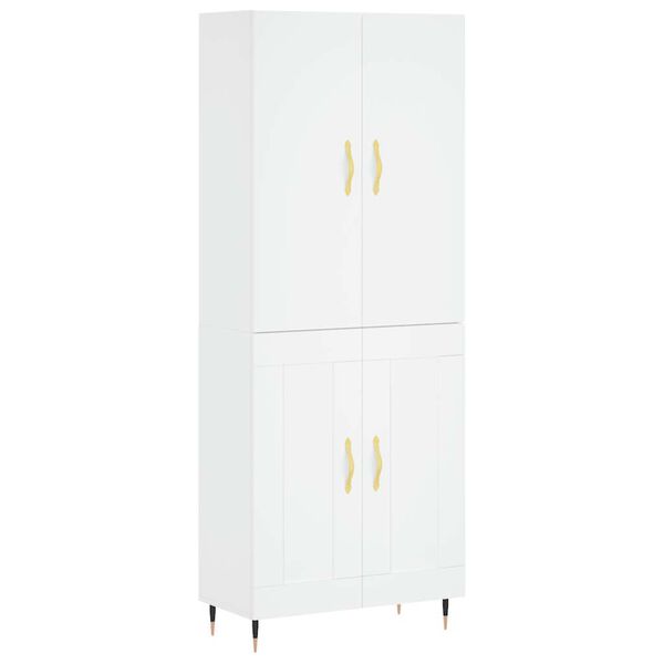 vidaXL Buffet haut Blanc 69,5x34x180 cm Bois d'ing&eacute;nierie
