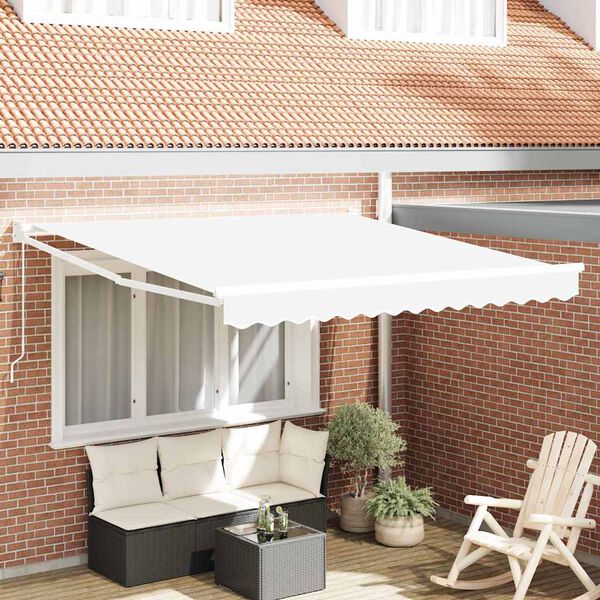 vidaXL Auvent R&eacute;tractable Blanc 350 x 250 cm tissu